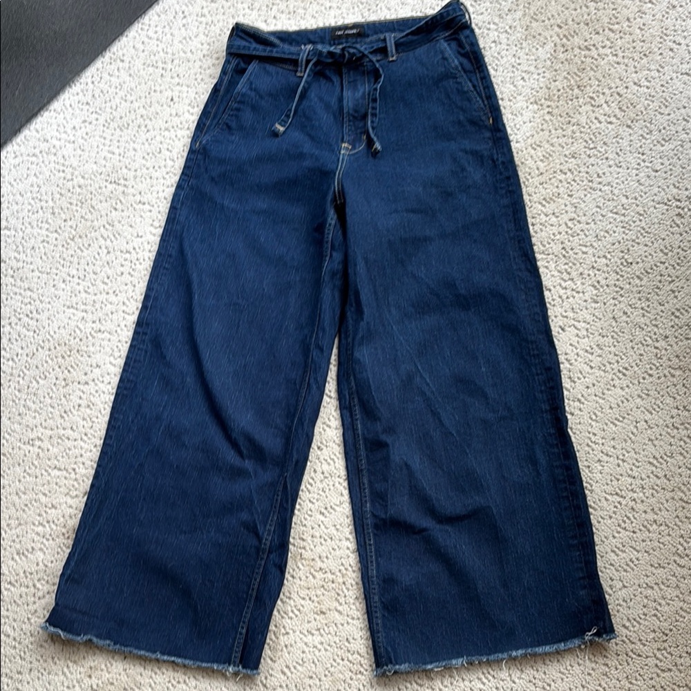 Blue High Rise Wide Leg Jeans